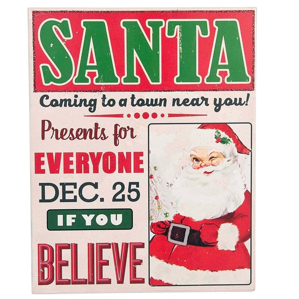 Wood Santa Claus Wall Decor Vintage Retro Style